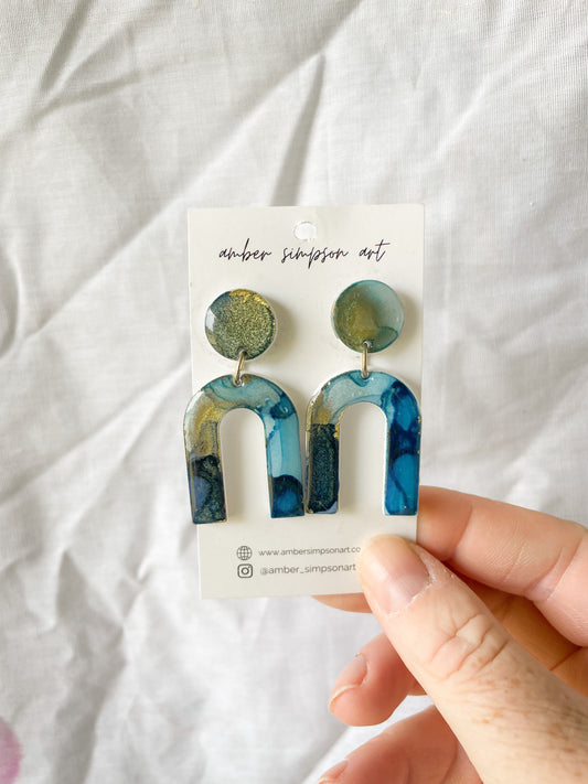 Navy Arch Earrings