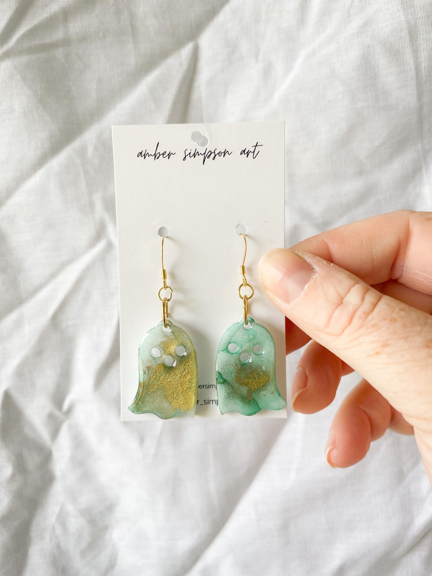 Teal Mini Ghost Earrings