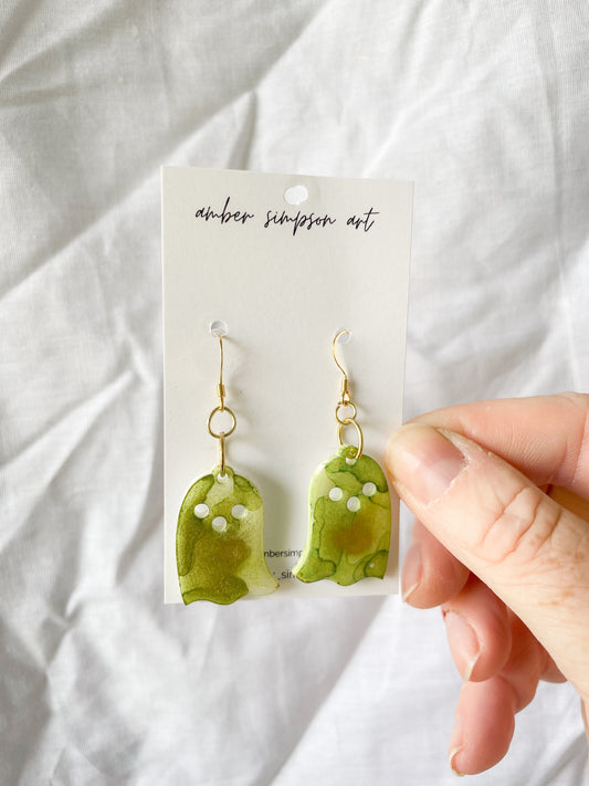 Lime Green Mini Ghost Earrings