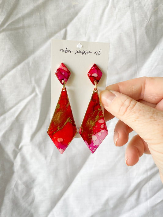 Pink/Red Diamond Earrings