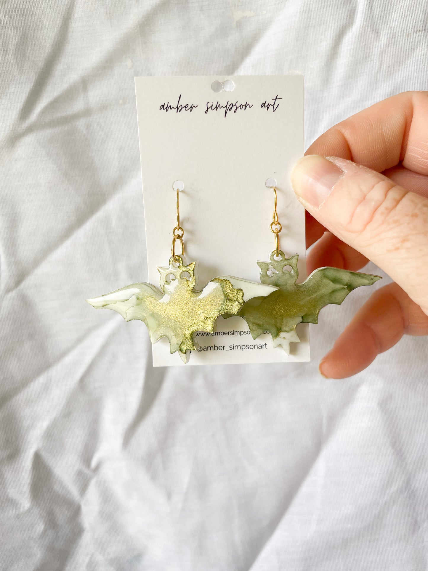 Green Bat Earrings